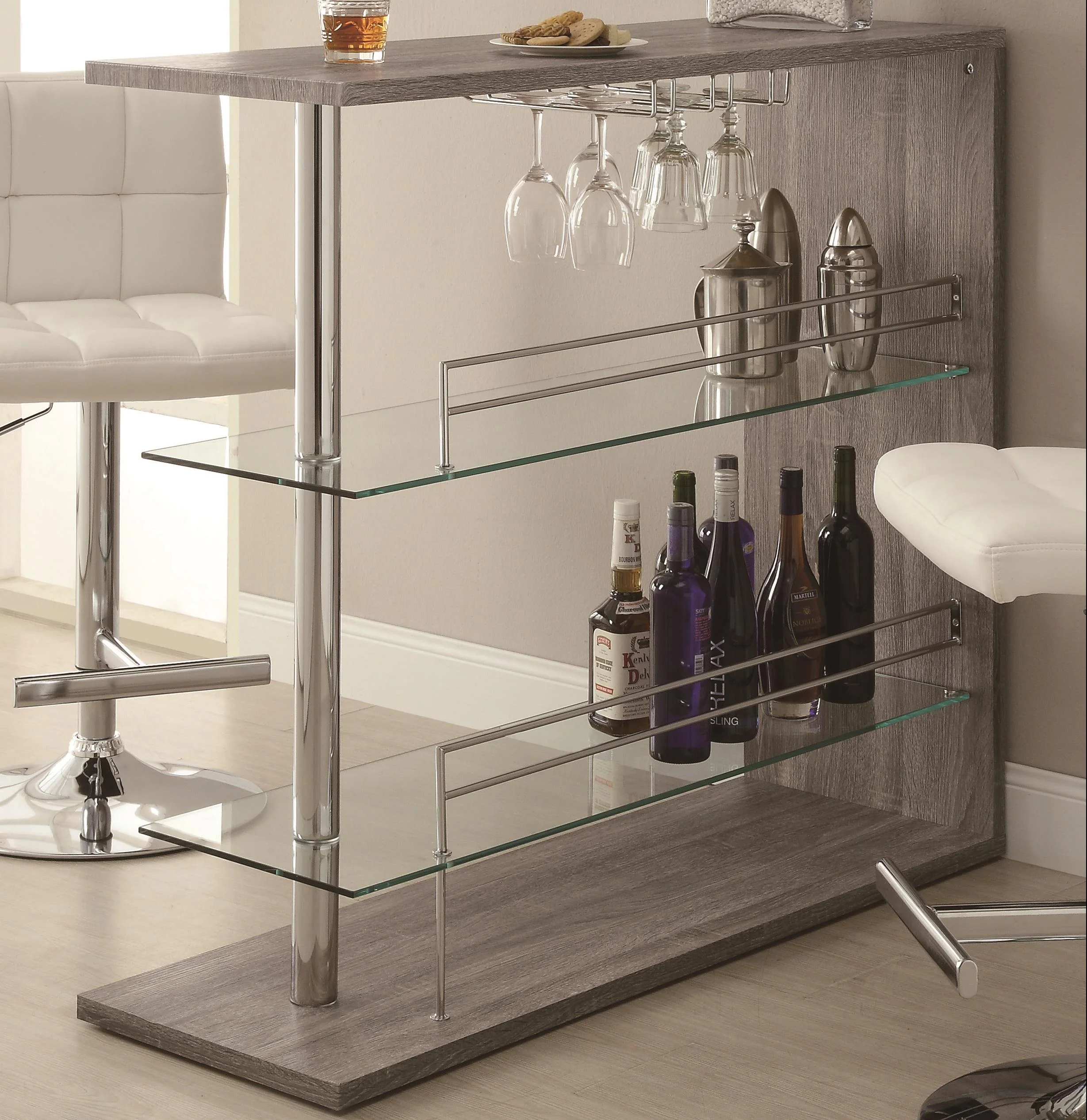Coaster Bar Units and Bar Tables 100156 Rectangular Bar Unit with 2